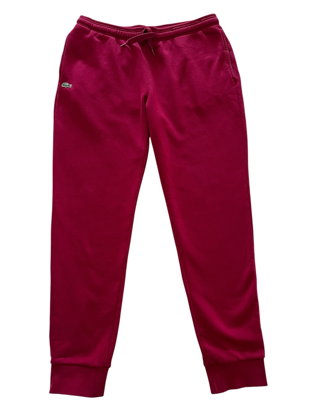 Lacoste Men’s Burgundy Athletic Athleisure Casual Fleece Jogger Sweatpants- XL